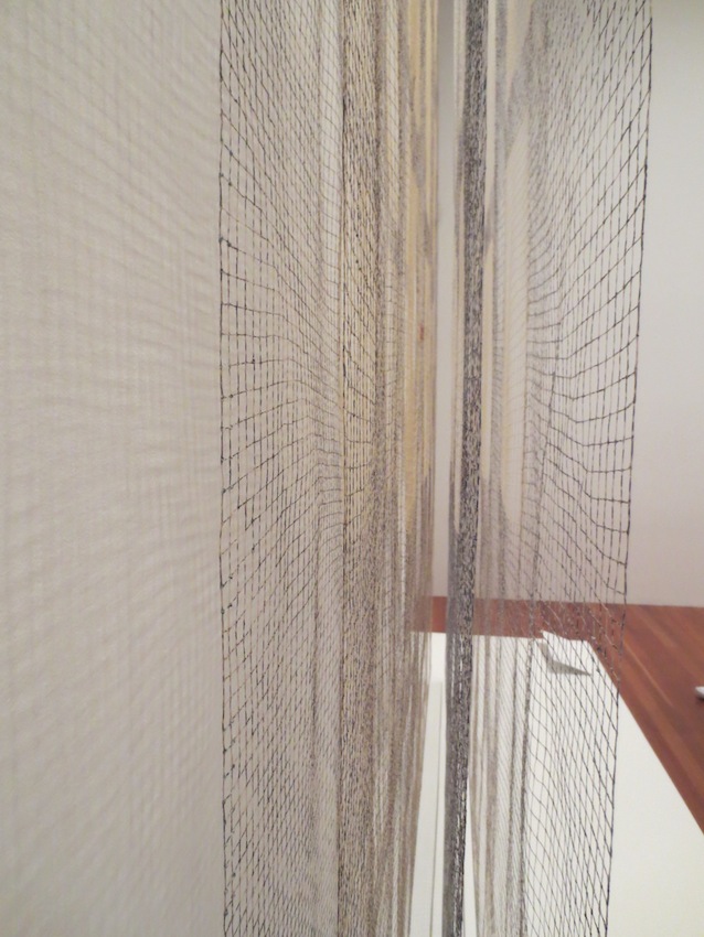 Side view of "Wall of Windows" (1990), by Rebecca Medel.