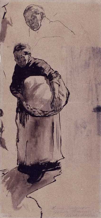 "Frau, Korb tragend (before 1918), by Käthe Kollwitz. Source: https://commons.wikimedia.org/