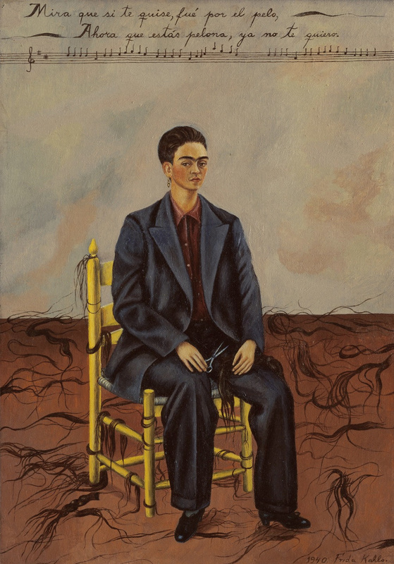 "Self-Portrait with Cropped Hair" (1940), by Friday Kahlo. Museum of Modern Art, New York City. Source: http://www.moma.org/collection/works/78333