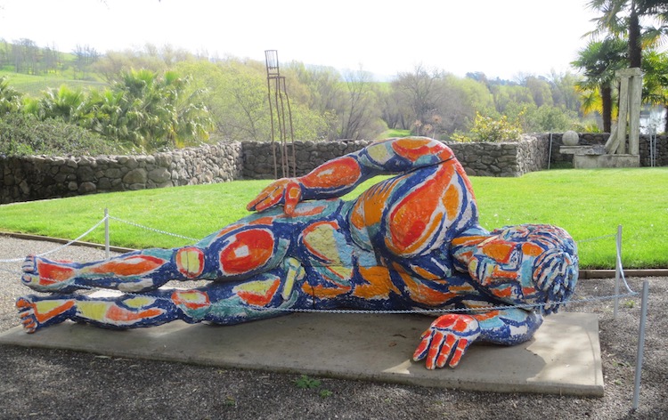 Reclining Nude #2 (1987), by Viola Frey. Ceramic. Residence Gallery courtyard.