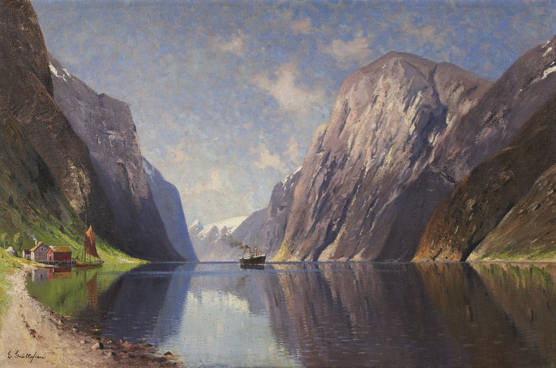 "Fjord with Steamer" (1871), by Elisabeth Grüttefien-Kiekebusch. Source: https://commons.wikimedia.org