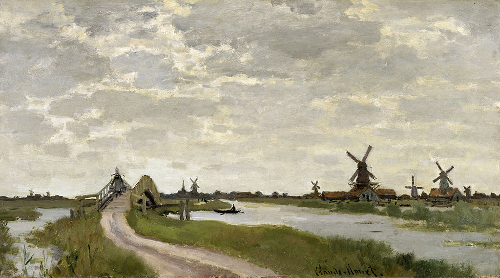 "Windmills Near Zaandam" (1871), by Claude Monet. Source: https://commons.wikimedia.org