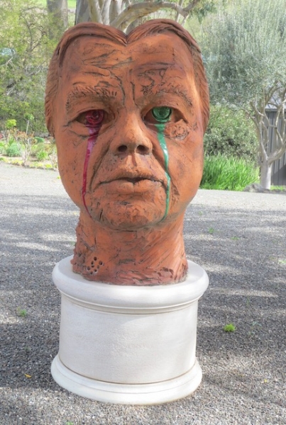 Viola de Lodi (1988), by Robert Arneson. Ceramic. Residence Gallery courtyard.