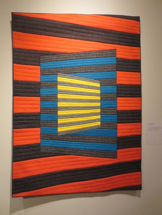 "Parallel Dimensions" (recycled wool, wool blends, cotton)), by Maureen Whalen Cole. STRATA, SAQA Northern California/Northern Nevada, Harrington Gallery, Firehouse Arts Center, Pleasanton CA.