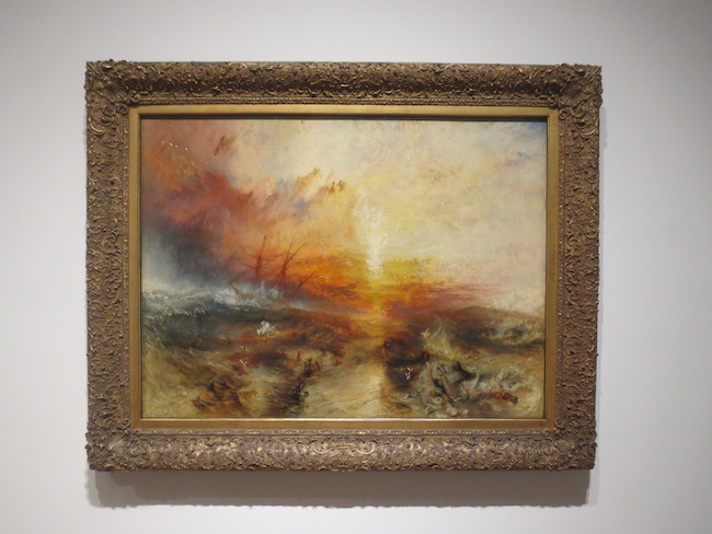 "Slave Ship (Slavers Throwing Overboard the Dead and Dying, Typhoon Coming Out)," 1840, by Joseph W. M. Turner. oil on canvas. Museum of Fine Arts, Boston. A year after the reprinting of Thomas Clarkson's 1808 History of the Abolition of the Slave Trade, this painting coincides with the first meeting in London of the World Anti-Slavery Convention to campaign for the end of slavery.