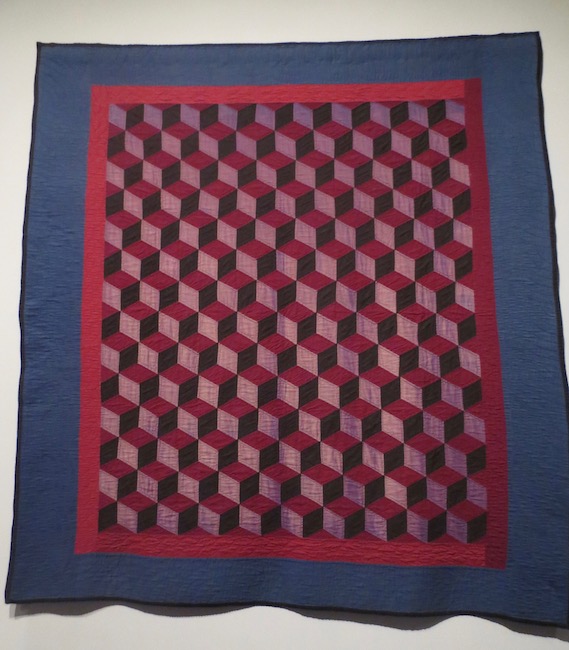 Amish "Tumbling Blocks" quilt, Ohio or Indiana, 1920s. "Quilts and Color: The Pilgrim/Roy Collection," Museum of Fine Arts, Boston, 2014.