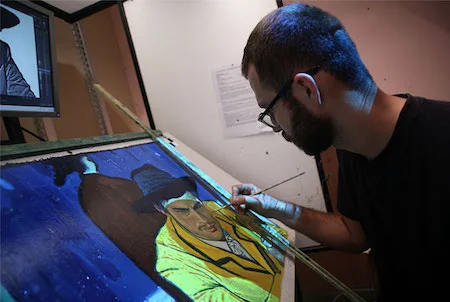 Artist creating scene for "Loving Vincent." Source: http://www.imdb.com/