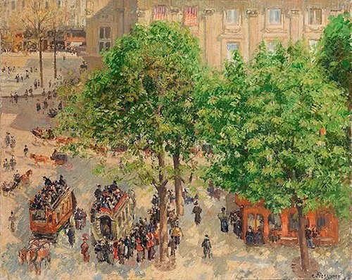 “Place du Theatre-Francais, Spring” (1898), by Camille Pissarro. The State Hermitage Museum, Saint Petersburg, Russia. Source: commons.wikimedia.org/