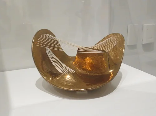 “Stringed Figure,“ designed by Henry Moore in 1938 and cast in bronze in 1960. Mead Art Museum, Amherst College.