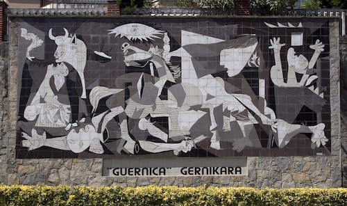 Tiled version of Picasso's famous painting “Guernica” in the Basque town of Guernica, Spain. Photo by Tony Hisgett. Source: commons.wikimedia.org