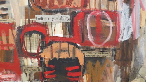 Detail of The Vanishing American (1994), by Jaune Quick-to-See Smith.