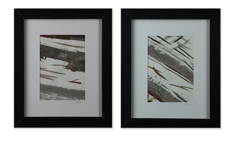 Flow I, II (diptych) 11.75"x20.5" sumi and walnut inks; watercolor paper