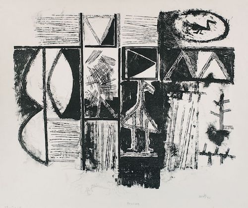 Monsoon (1958), by V.S. Gaitonde. Lithograph; 17 1/4 x 21 inches. Mumbai, Tata Institute of Fundamental Research. Source: pinterest.co.uk