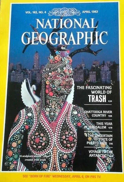 Sculpture created with trash by Larry Fuente.