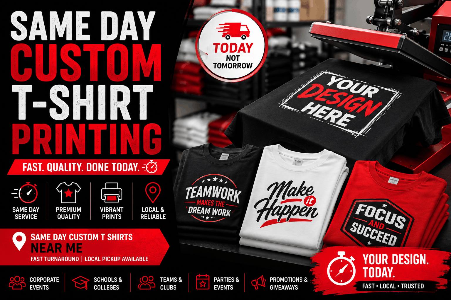 Same Day Custom T Shirt Printing | Fast Custom Shirts Near You