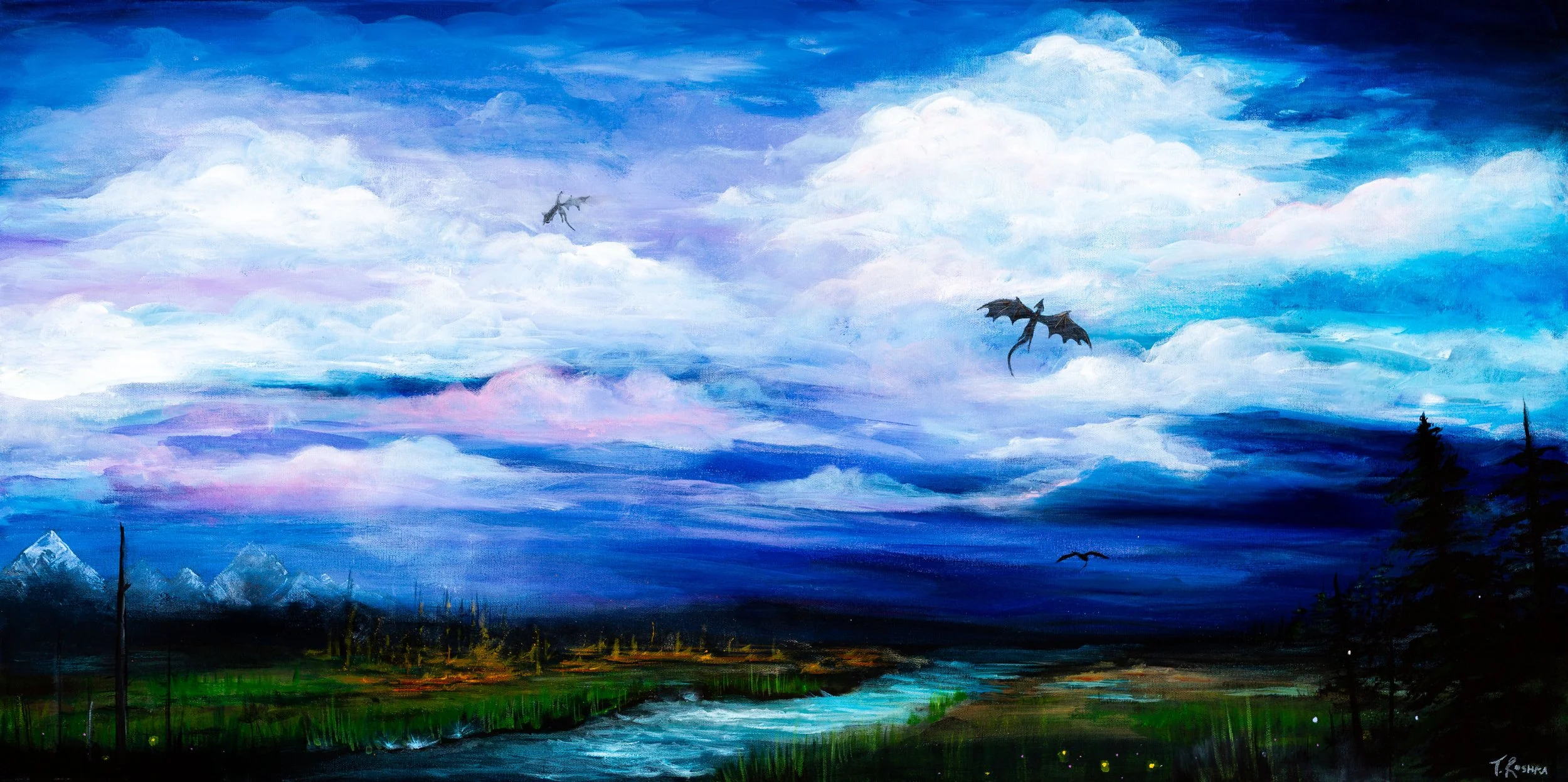 Dragon Flight over Field - Print