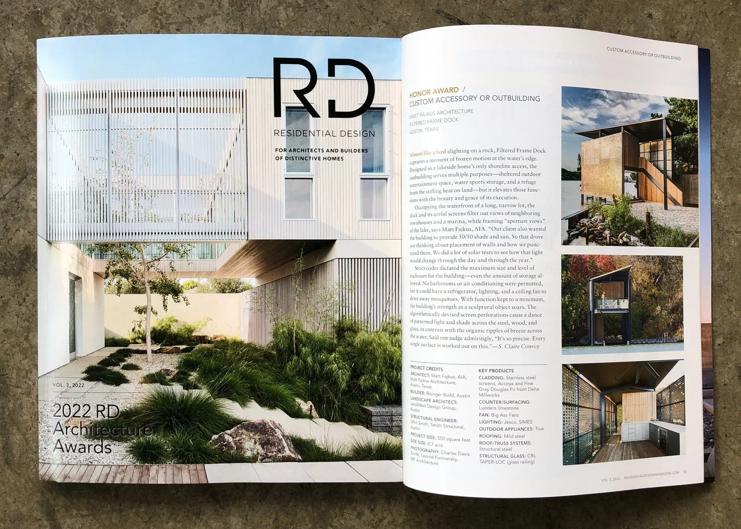 Filtered Frame Dock wins 2022 Residential Design Architecture Award!