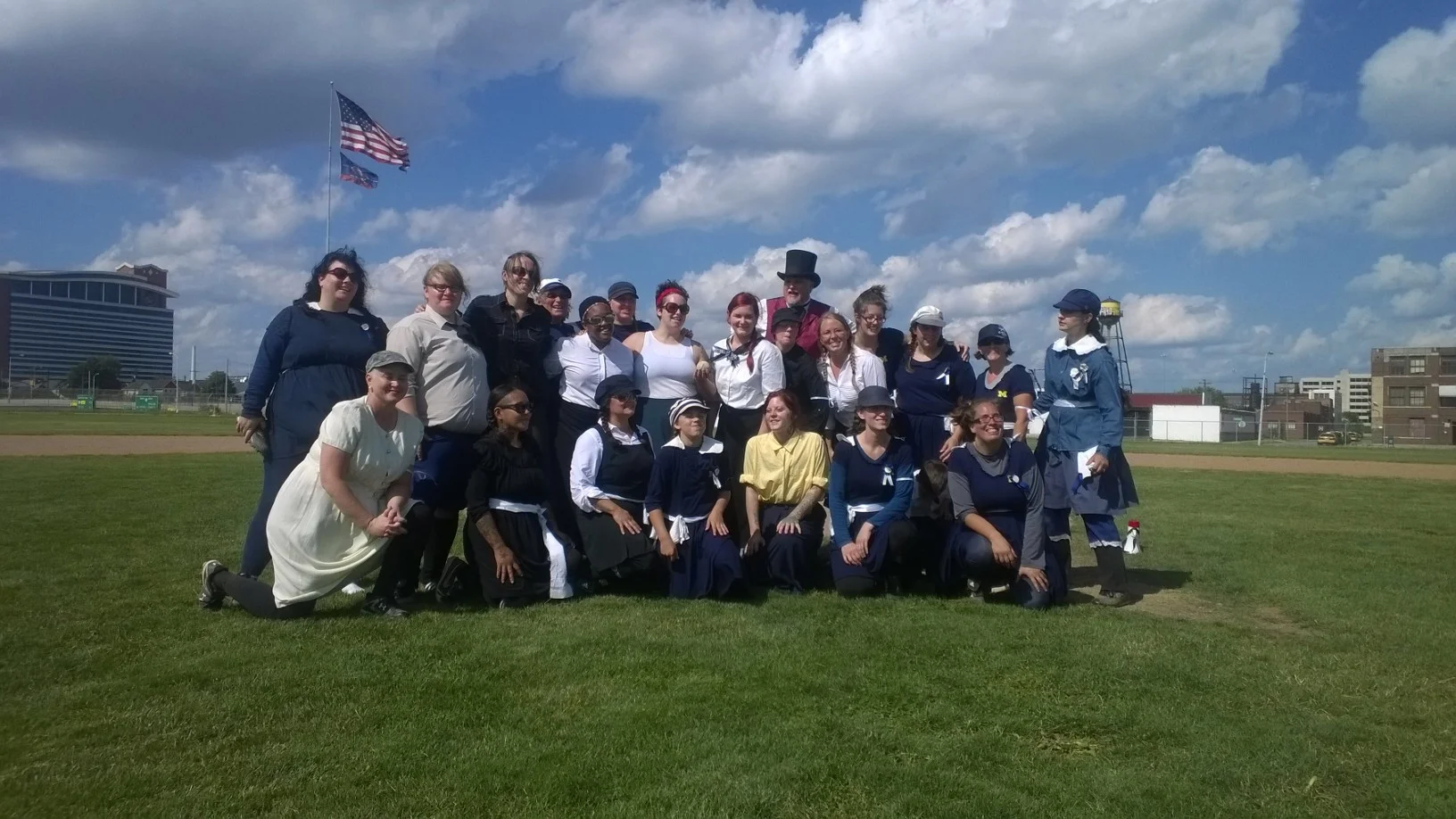 Sunday, July 13, 2014, Ann Arbor Derby Dimes members mingled with vintage base ball team Detroit River Belles in a charity game benefiting Alternatives for Girls.