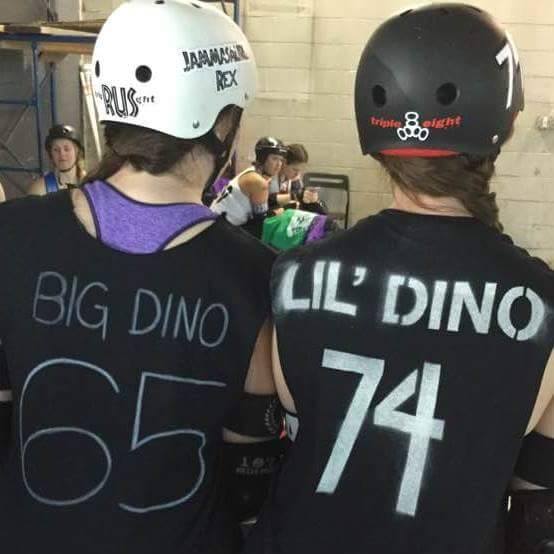 The Dinos from Ann Arbor's 5-on-5 Tournament - cereal box stencil and fabric spray paint!