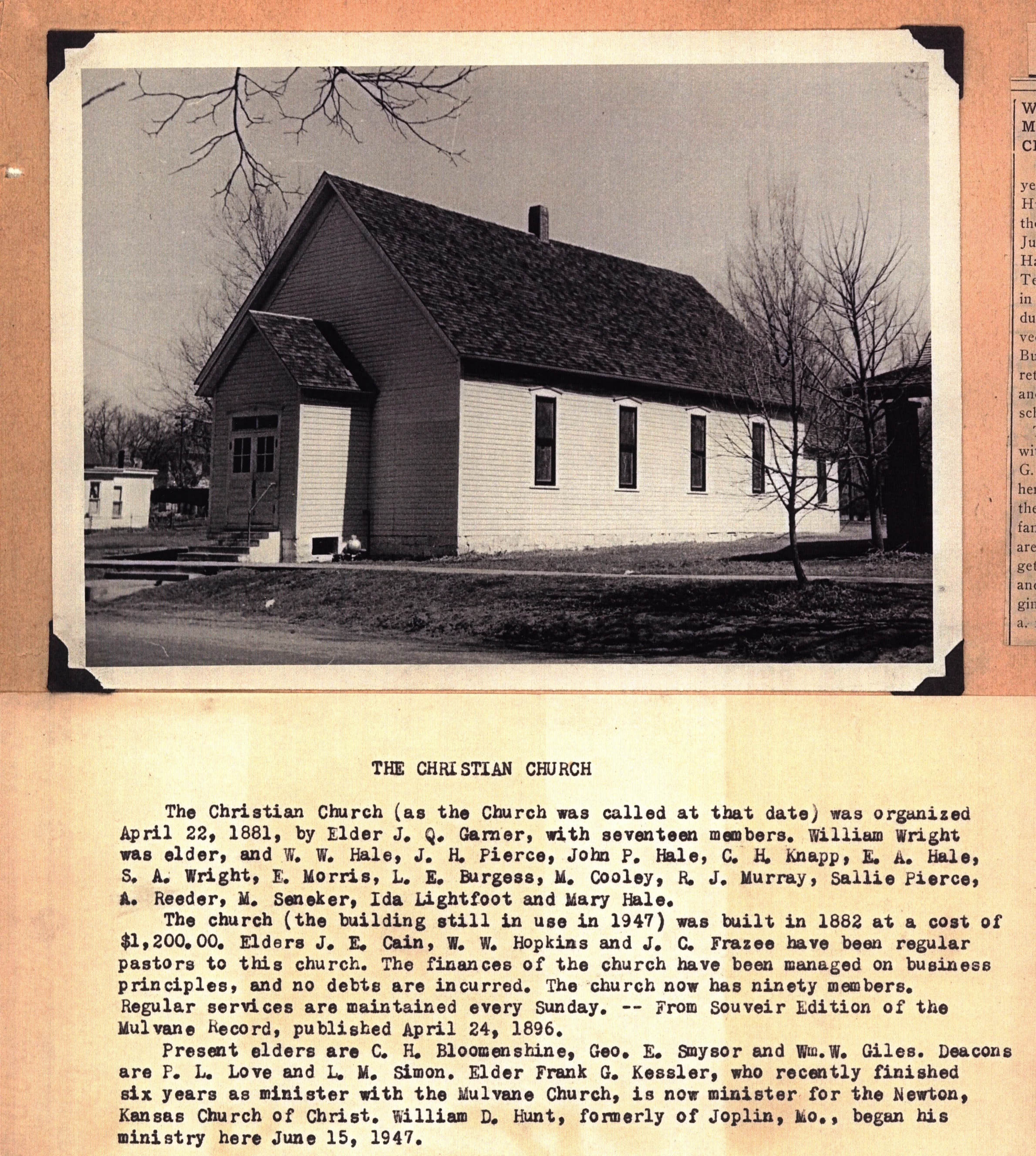 Entry in 1947 school community project by claud Giles