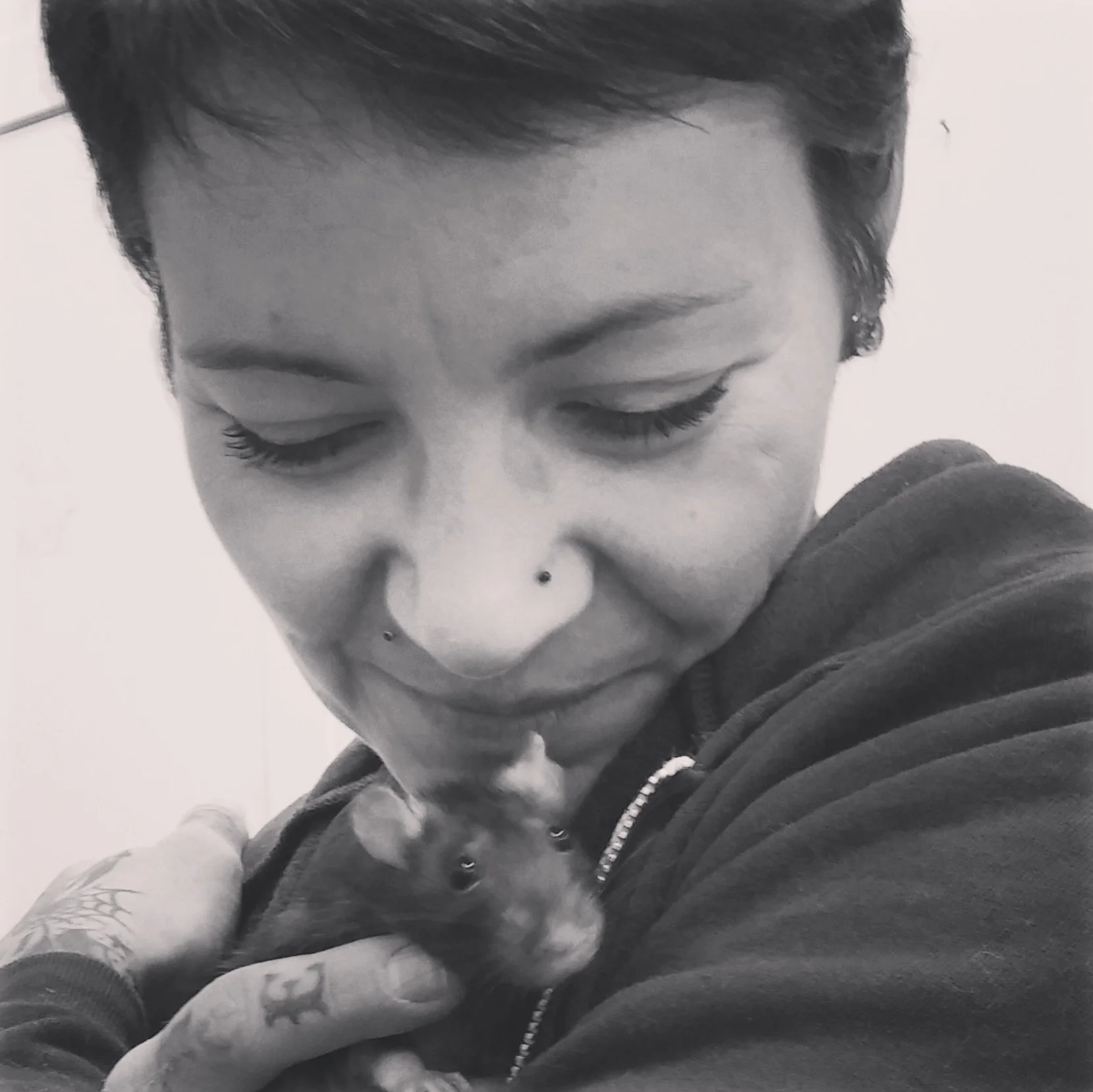 Danielle with one of her foster rats