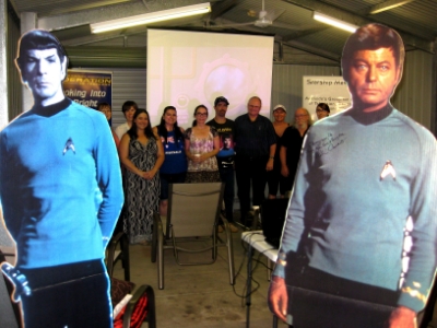 Jan 26 and we're all set for the first screening of our annual B-Grade retro sci fi film night, members also had the chance to pick up some cool gifts as part of their new membership packs (Club Captain - Stu Blair) pictured below with our new lithographic print of The Starship Mawson as well as our new 2014 club calendar!