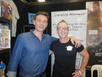 A surprise guest at our expo stand at Oz Comic Con on April 5 and 6 in Adelaide! Connor Trineer from Star Trek - Enterprise and Stargate popped by to catch up with us, as we had had Connor as a guest here in Adelaide for an event 8 years ago.. It was fun to catch up and Connor is pictured here with Club Captain - Stu Blair.