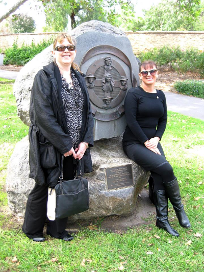 April 23 - ANZAC Day meet-up with members - Cherie and Ilona at the memorial for women during times of war.