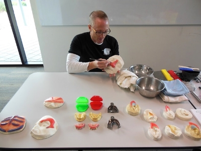 July 19 Special effects workshops with Prosthetic artist - Stu Blair, Club Captain of Starship Mawson, demonstrating technique work to our keen audience!