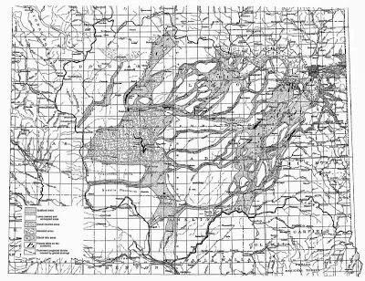 Bretz's 1927 map of the Channeled Scablands