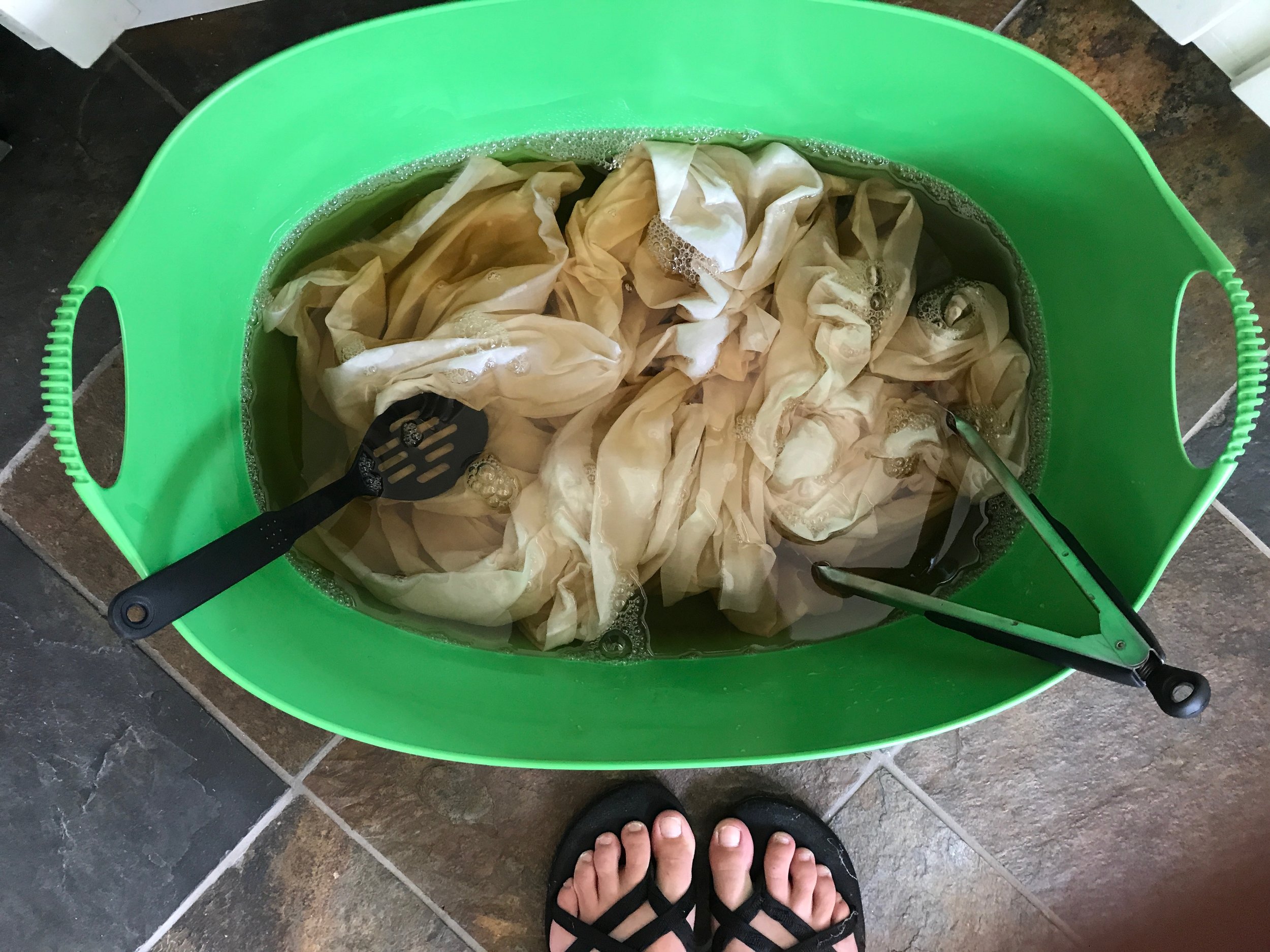 A few minutes in a warm tea bath was all I needed to achieve the perfect "white" you see in the top right of the neighboring picture.