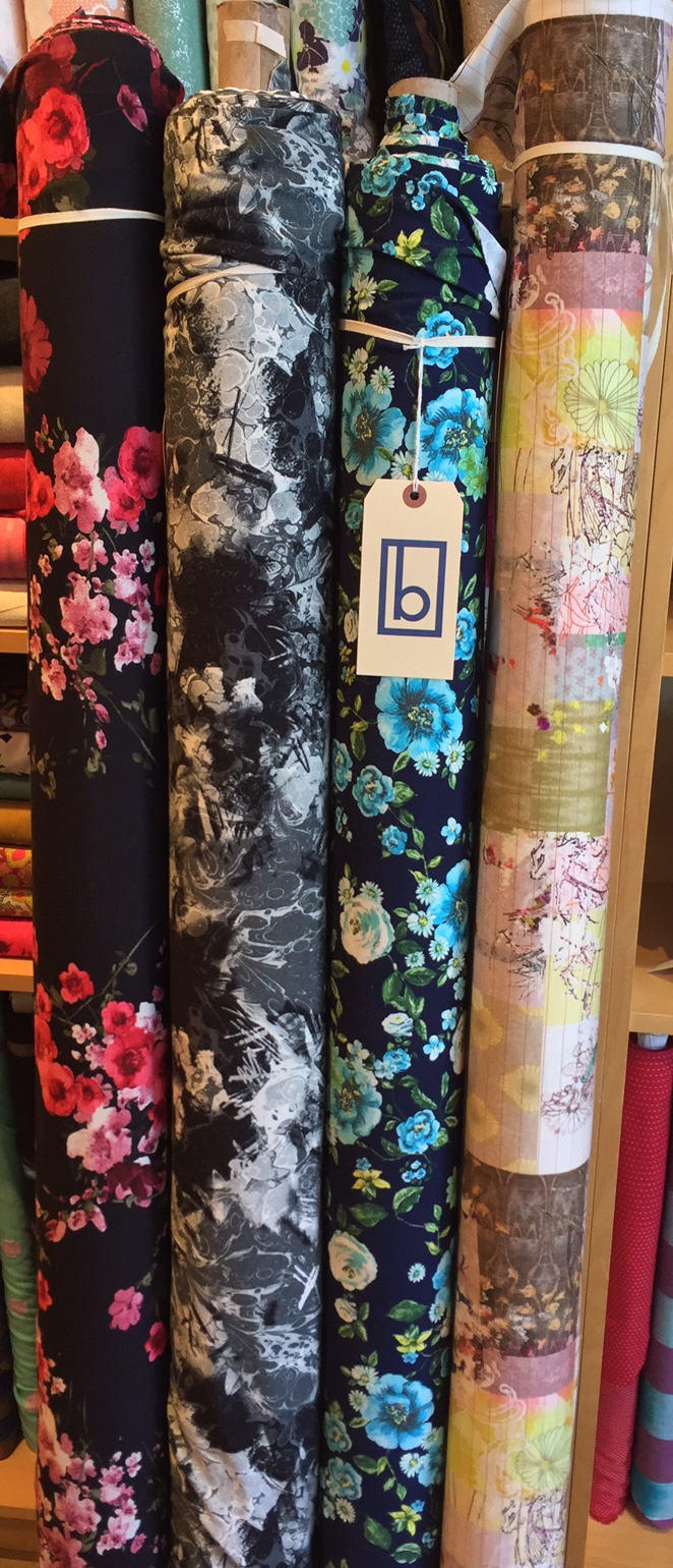 A new collection of rayon knits. Gorgeous, rich florals, a modern marbled grayscale design and a soft palette, collage style print with just a touch of metallic.