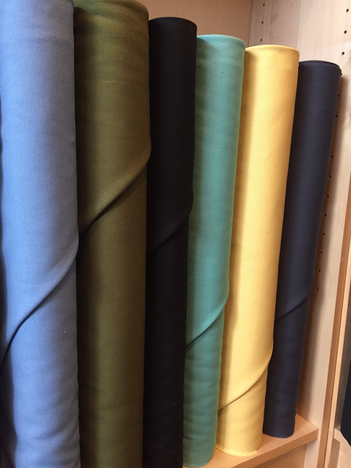 We're really been liking the Robert Kaufman Big Sur canvas and upped our selection. Cute shorts, a-line skirts....