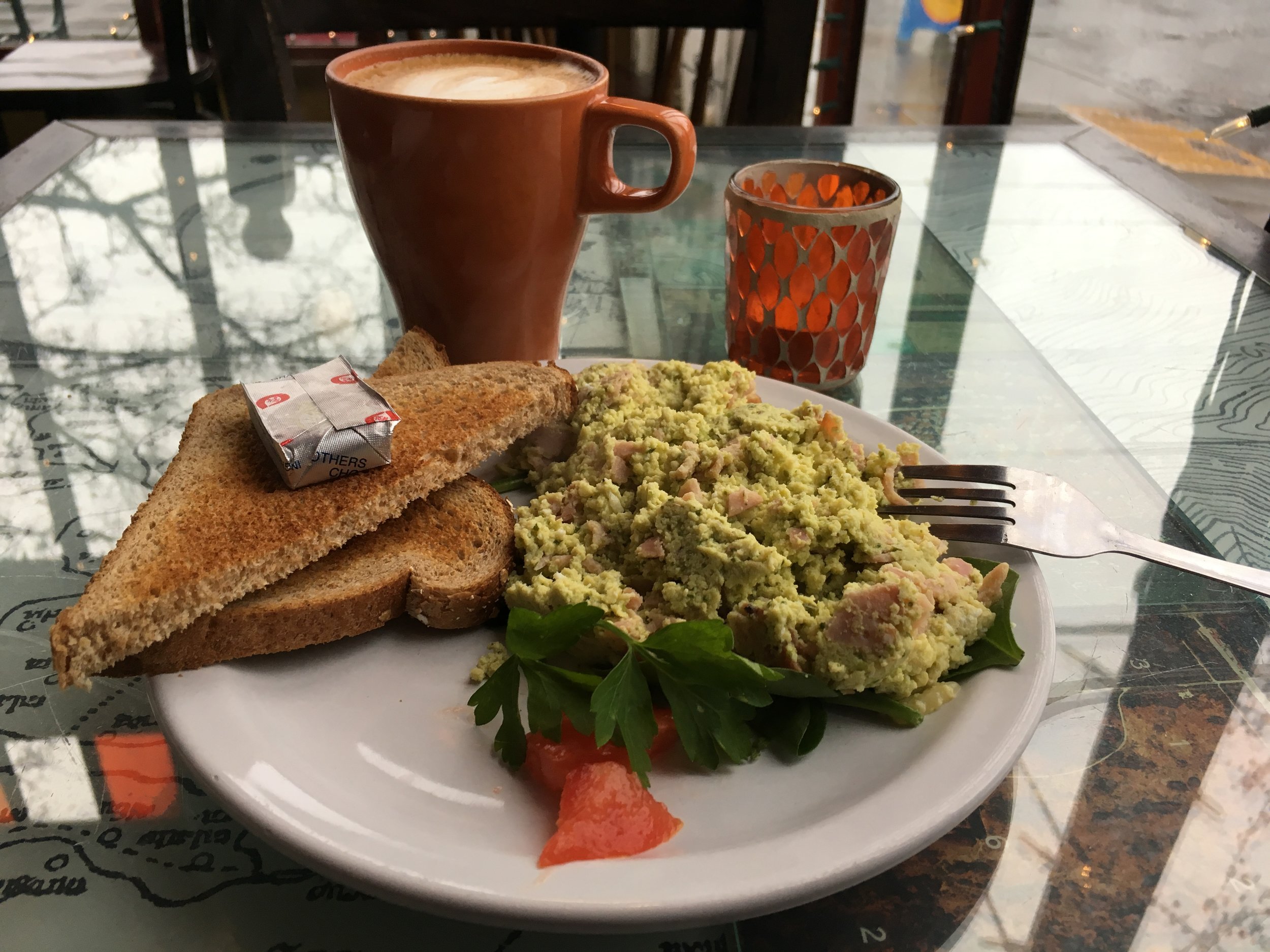 A sophisticated version of green eggs and ham. 