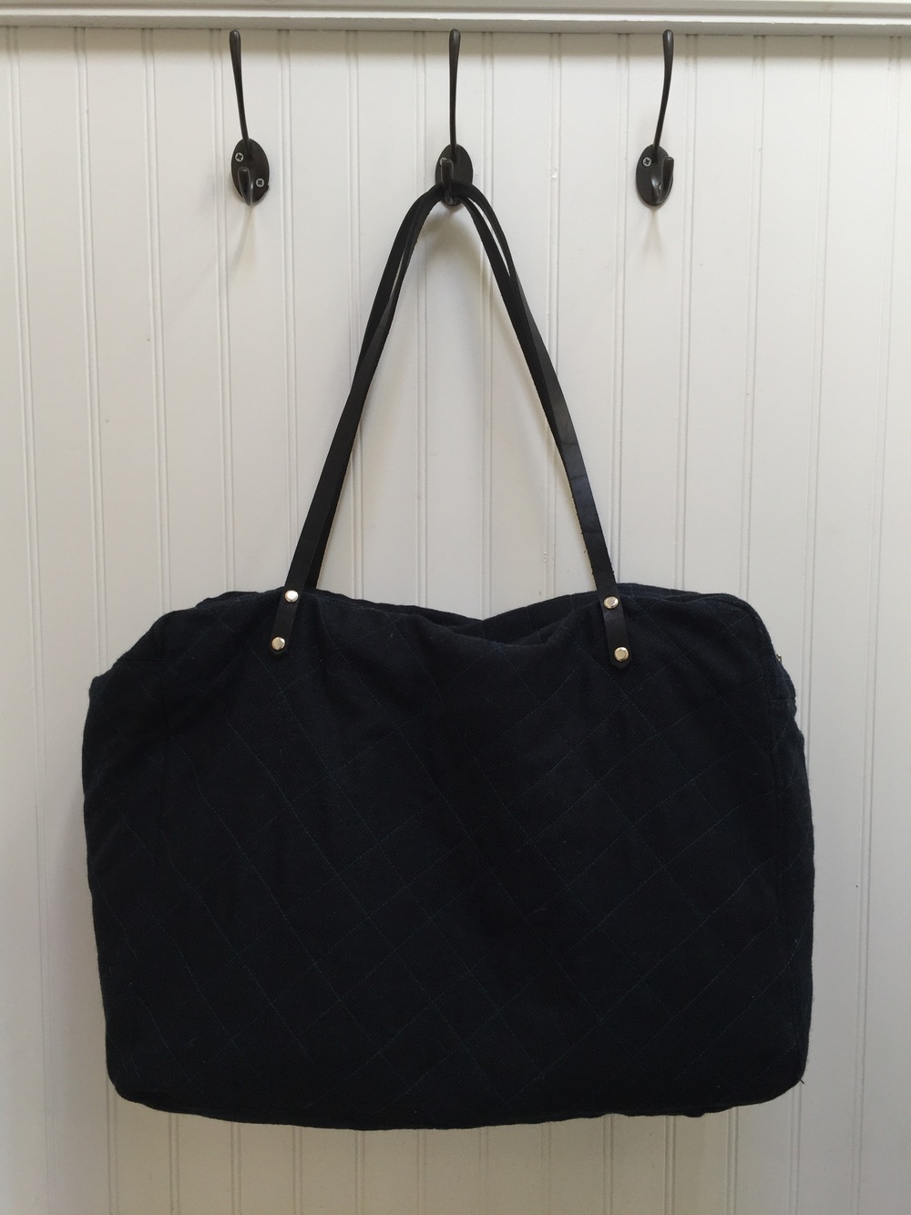 A sample from last year's retreat: Hannah's quilted wool weekend bag from the book, "Cloth."