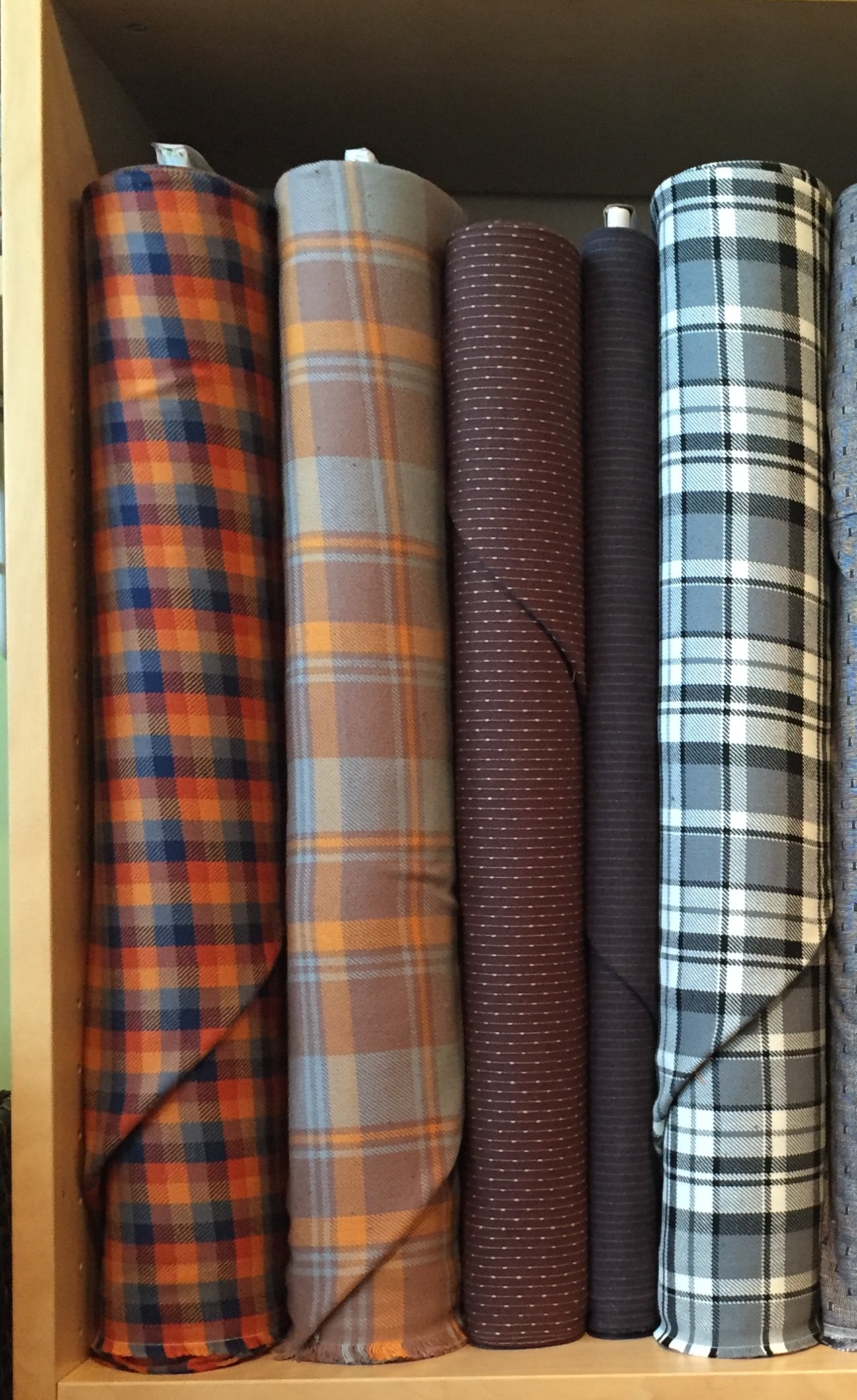 The black and white plaid would make up the cutest Phoebe by Colette, and the butterscotch mocha plaid would be a mighty fine Negroni!