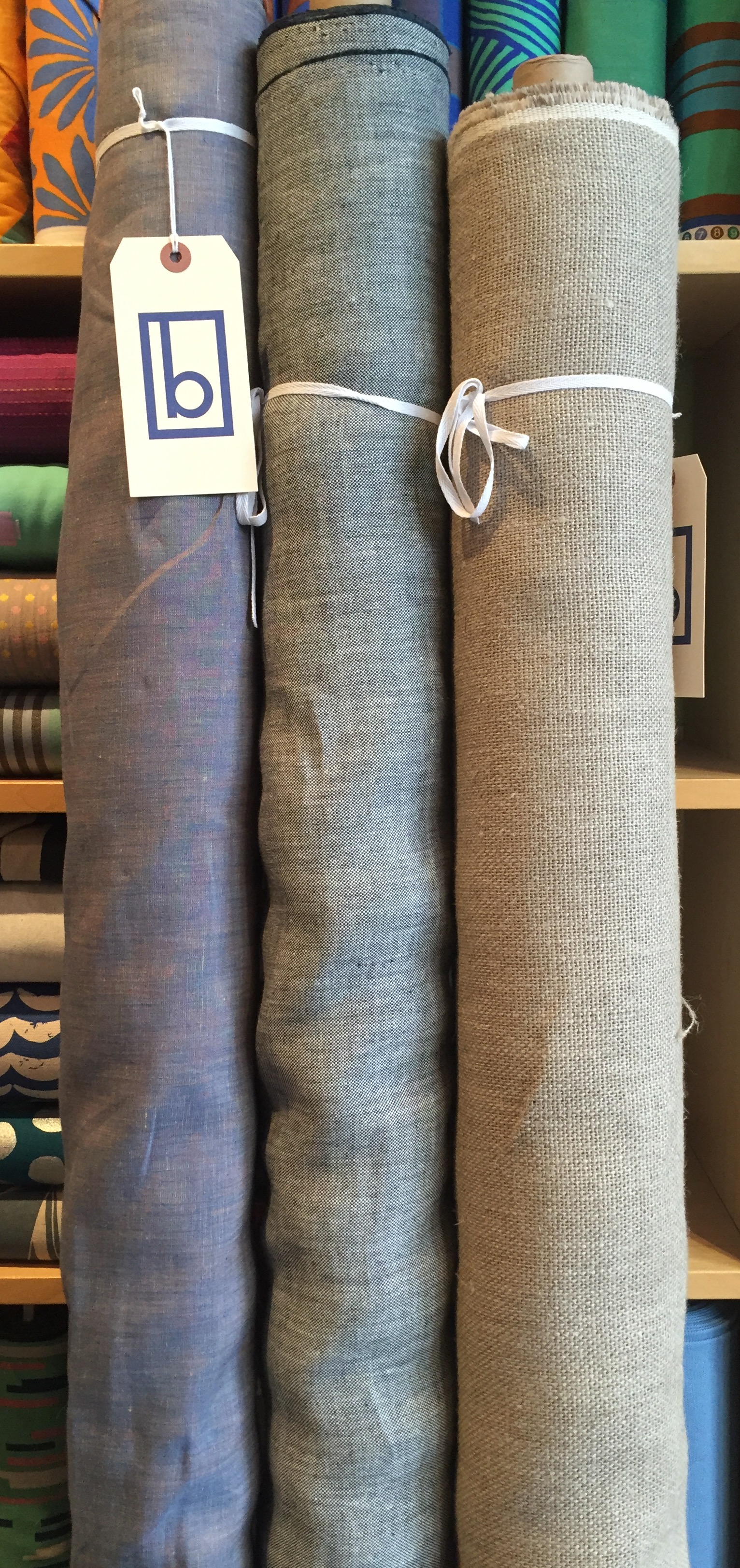 The linen burlap on the far right washes up beautifully!