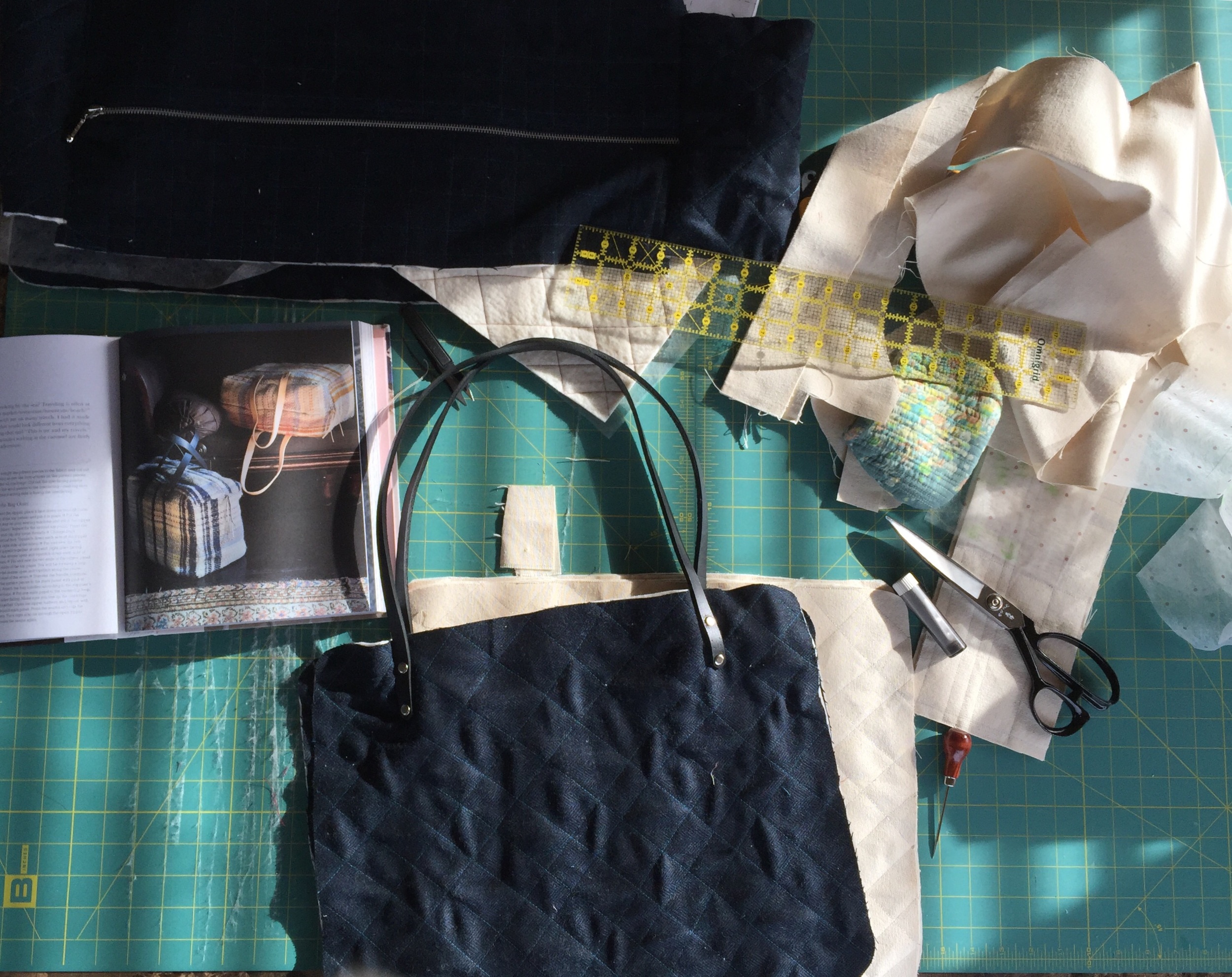 Hannah's quilted bag progress.