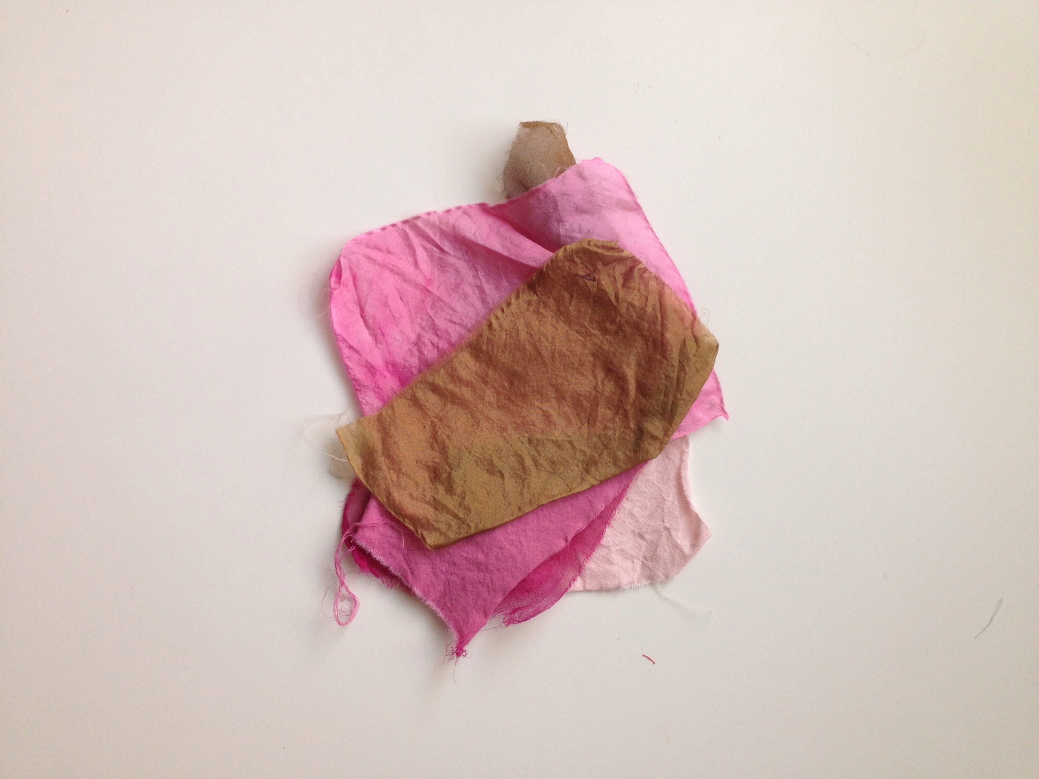 Silk and cotton dyed with cochineal