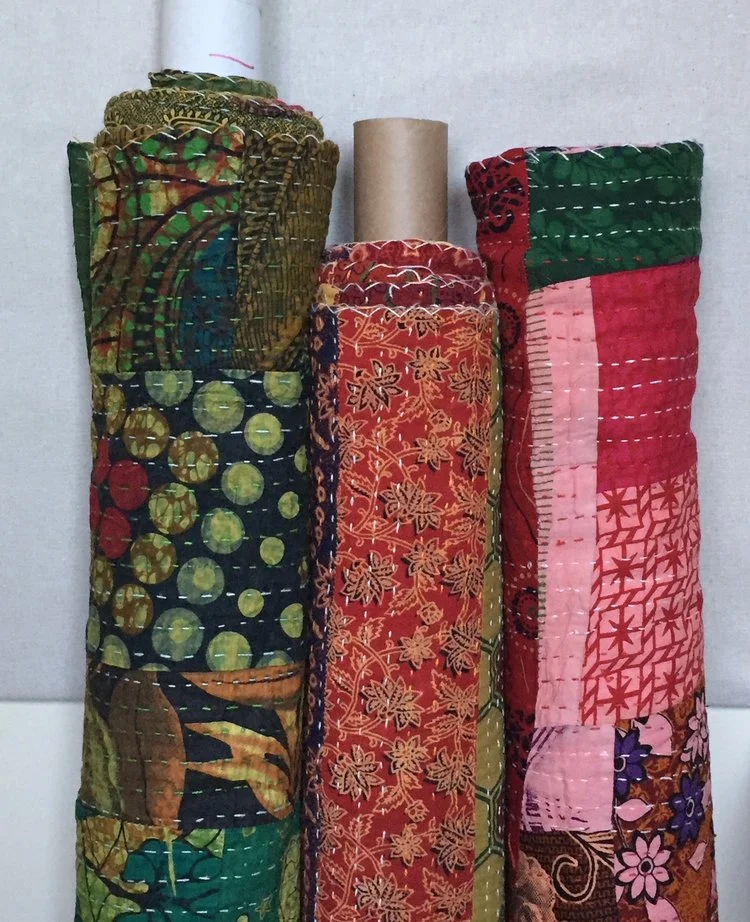 New Online! Mohair sweater knits, beautiful rayons, Kantha cloth and more!