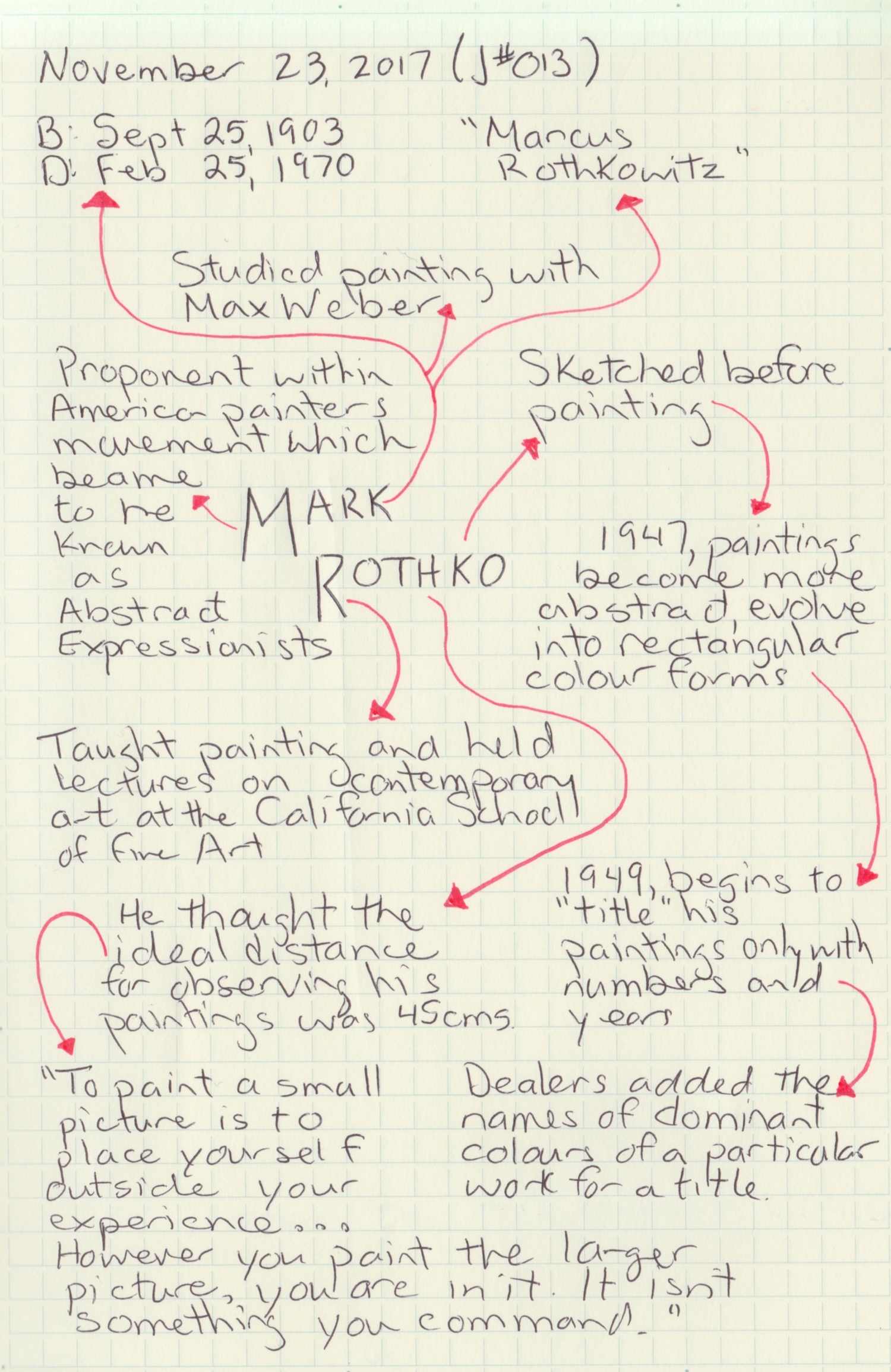 Mark Rothko (November 24, 2017 Journal #013)