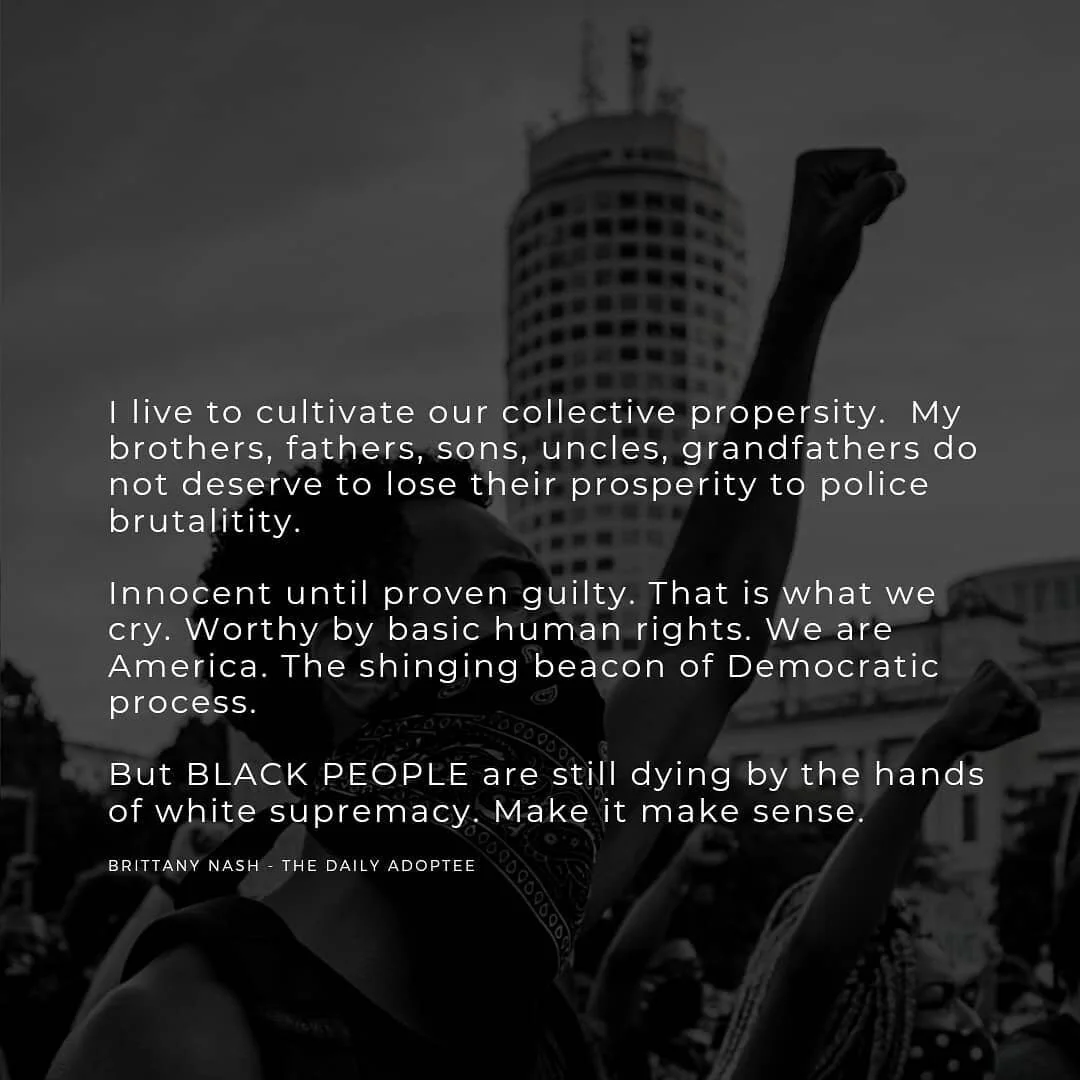 I have tried to sit down and put my feelings about another Black man who was killed at the hands of the police.

But my husband bought a set of dash cams for our vehicles. I hate that for him. 

He doesn't want to die in vain, needlessly. But he's da