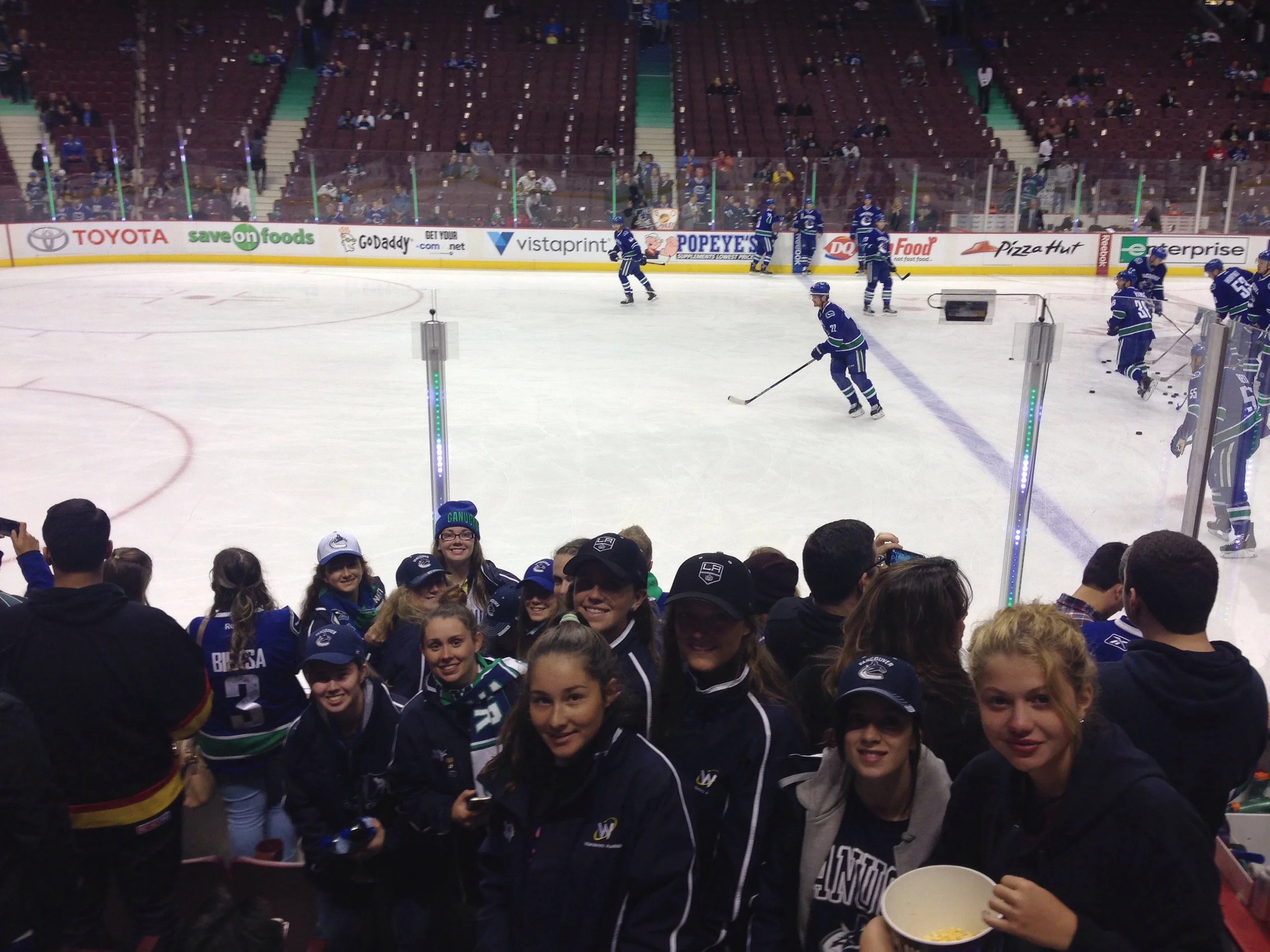 Rink side for the warm up