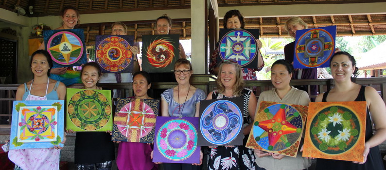 Happiness is making mandalas! Bali mandala group.
