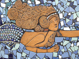 Detail of mermaid in the mosaic