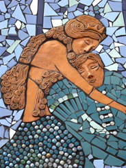 Detail of mermaids in the mosaic.