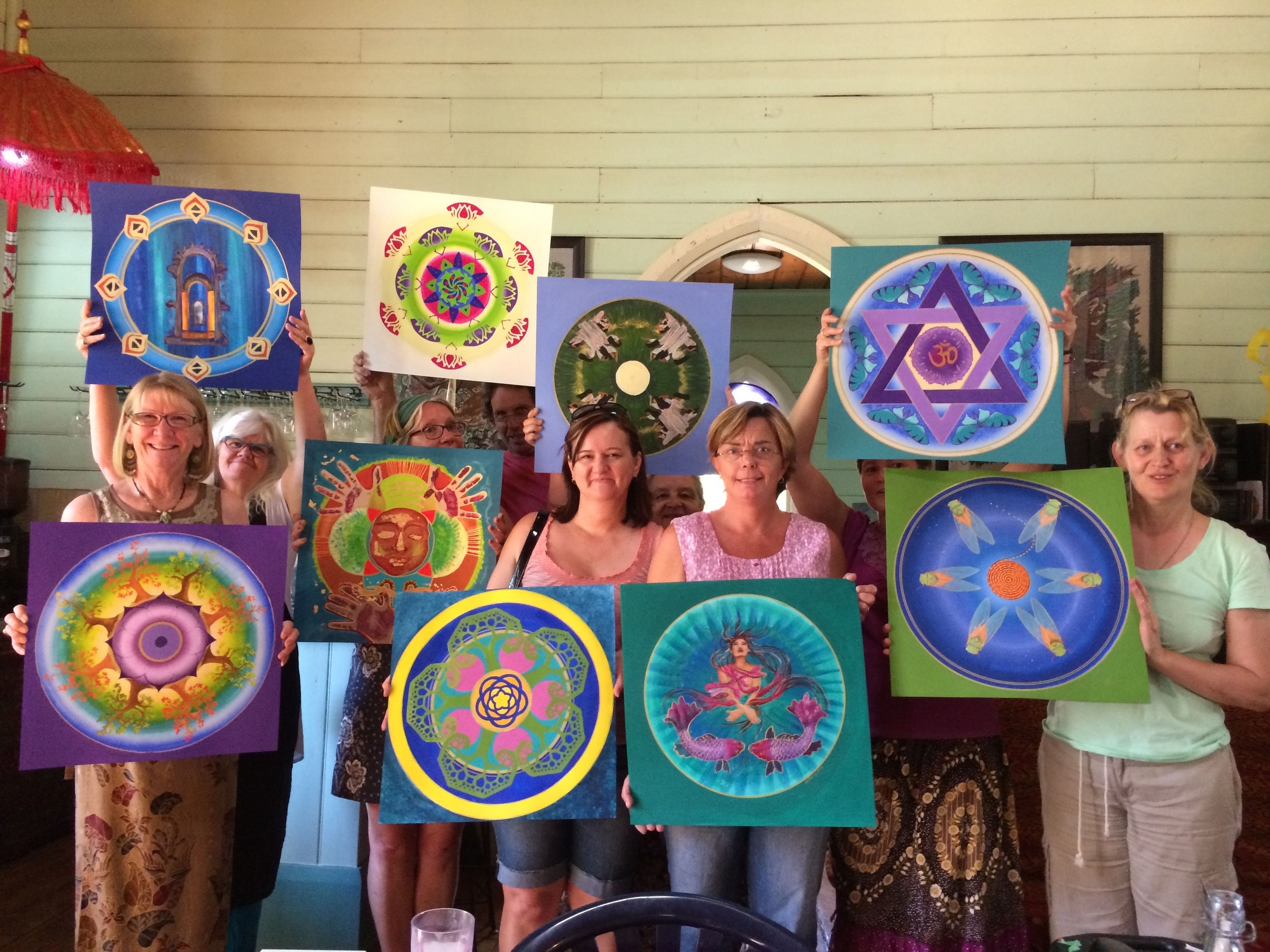 women making mandalas