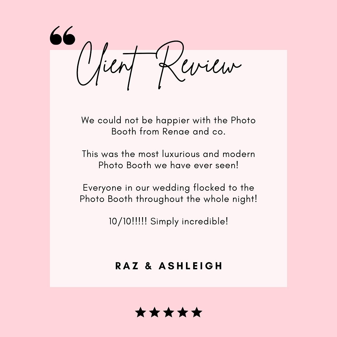 Feeling the love! 🙌 Thanks a million for the awesome review! It&rsquo;s clients like you that make us smile every day! 😍✨ ⁠
⁠
&ldquo;We could not be happier with the Photo Booth from Renae and co. This was the most luxurious and modern Photo Booth 