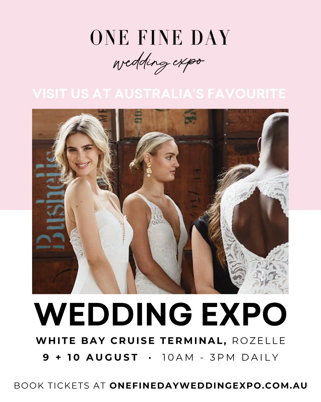 ✨ This is not your average wedding expo... and we&rsquo;re thrilled to be part of it! ✨⁠
⁠
Come hang with us at the One Fine Day Wedding Fair on 9&ndash;10 August at The Cutaway, Barangaroo. 🎉⁠
⁠
It&rsquo;s your chance to:⁠
📸 Test out our photo boo