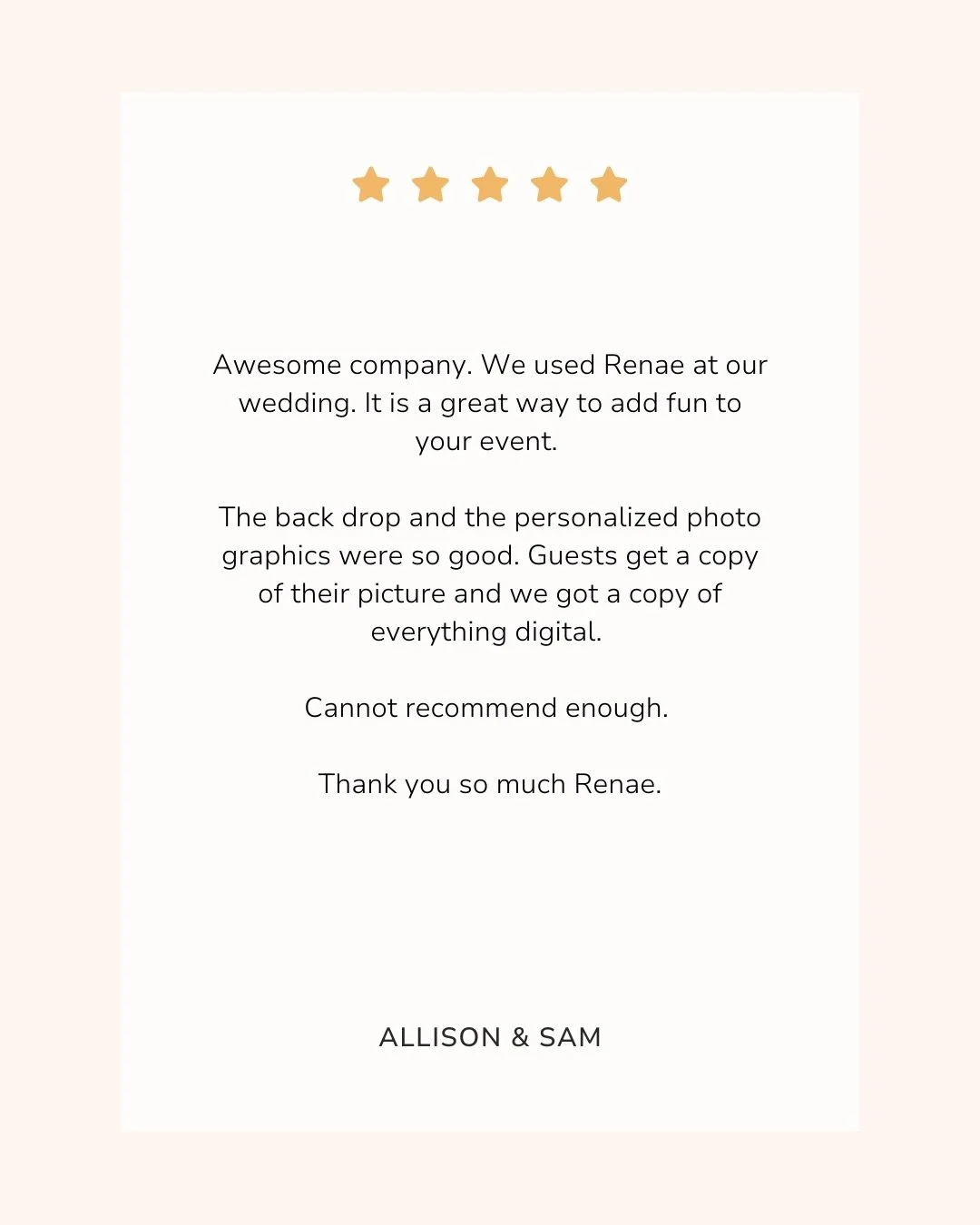 Allison &amp; Sam 🤍⁠
⁠
Celebrations like this are exactly why we do what we do.⁠
Thank you for letting us join the fun!⁠
⁠
⁠
#CustomerLove #HappyClients #ClientFeedback #FiveStarReview #LoveFromOurClients